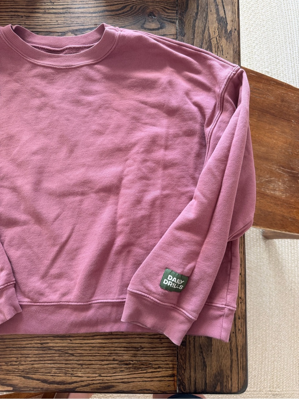 Daily Drills Cropped Crewneck Sweatshirt in Dusty Rose